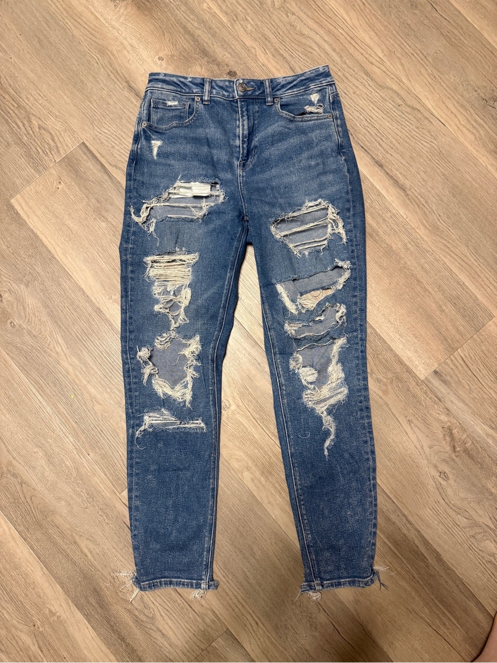 American Eagle Outfitters Distressed Boyfriend Jeans - Blue